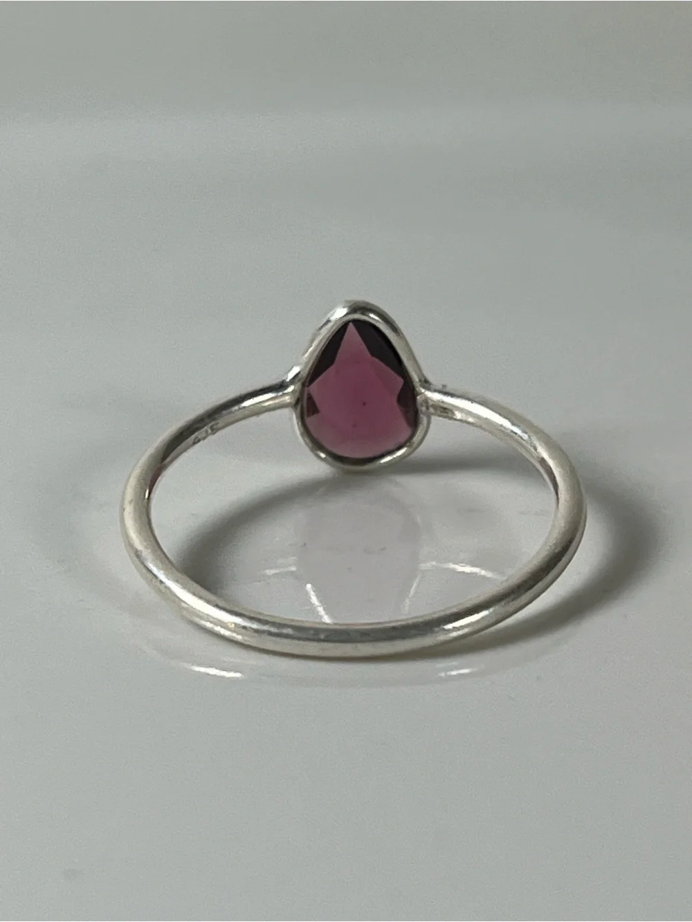 Solid Sterling Silver 925 Ruby Corundum Gemstone Flat Stacker Ring Size 6.5
